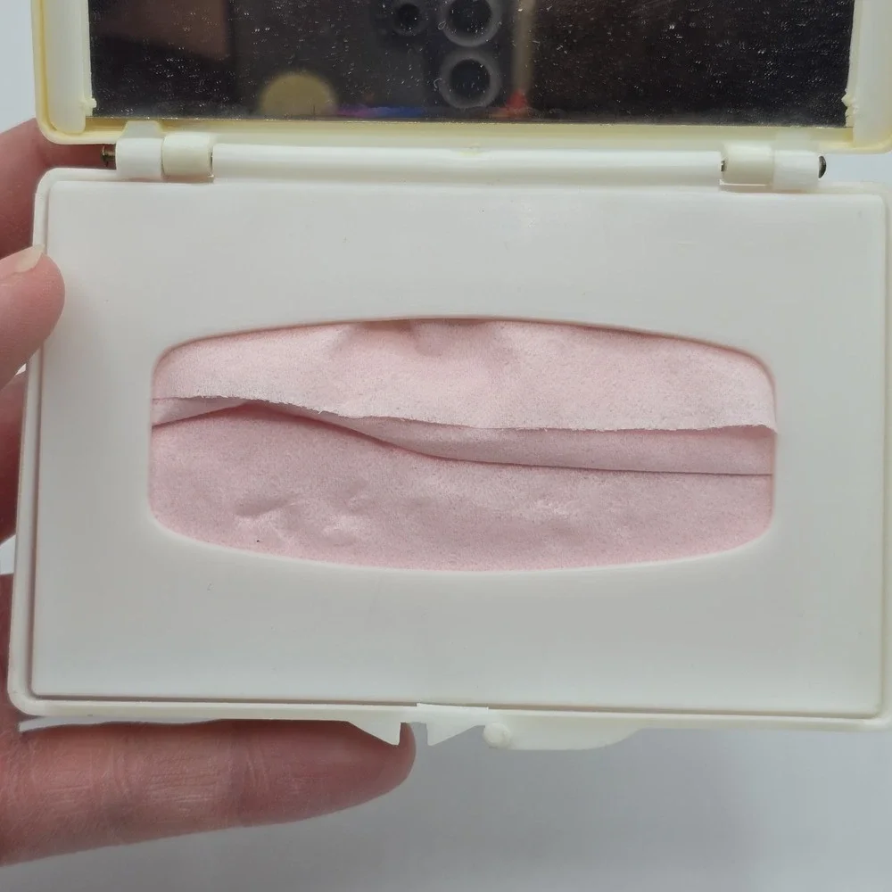 Vintage Plastic Travel Tissue Case / Holder‎ with Gold Starburst Design